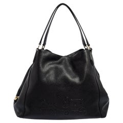 Used Coach Black Leather Horse Carriage Large Edie Shoulder Bag