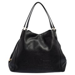 Coach Black Leather Horse Carriage Large Edie Shoulder Bag