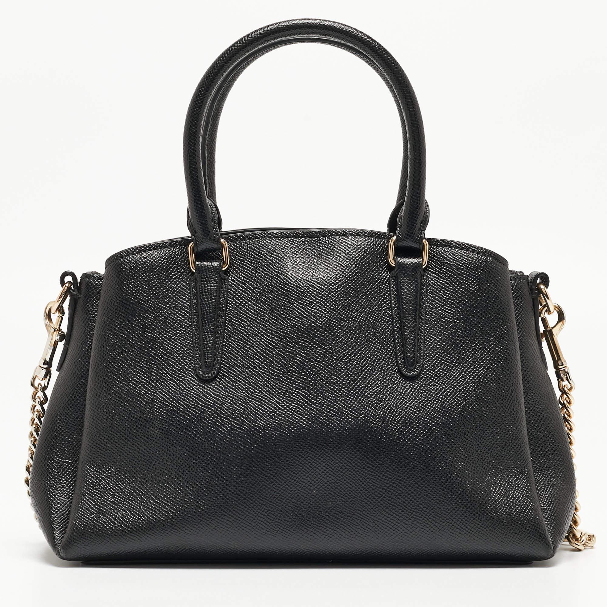 Women's Coach Black Leather Mini Sage Carryall Satchel