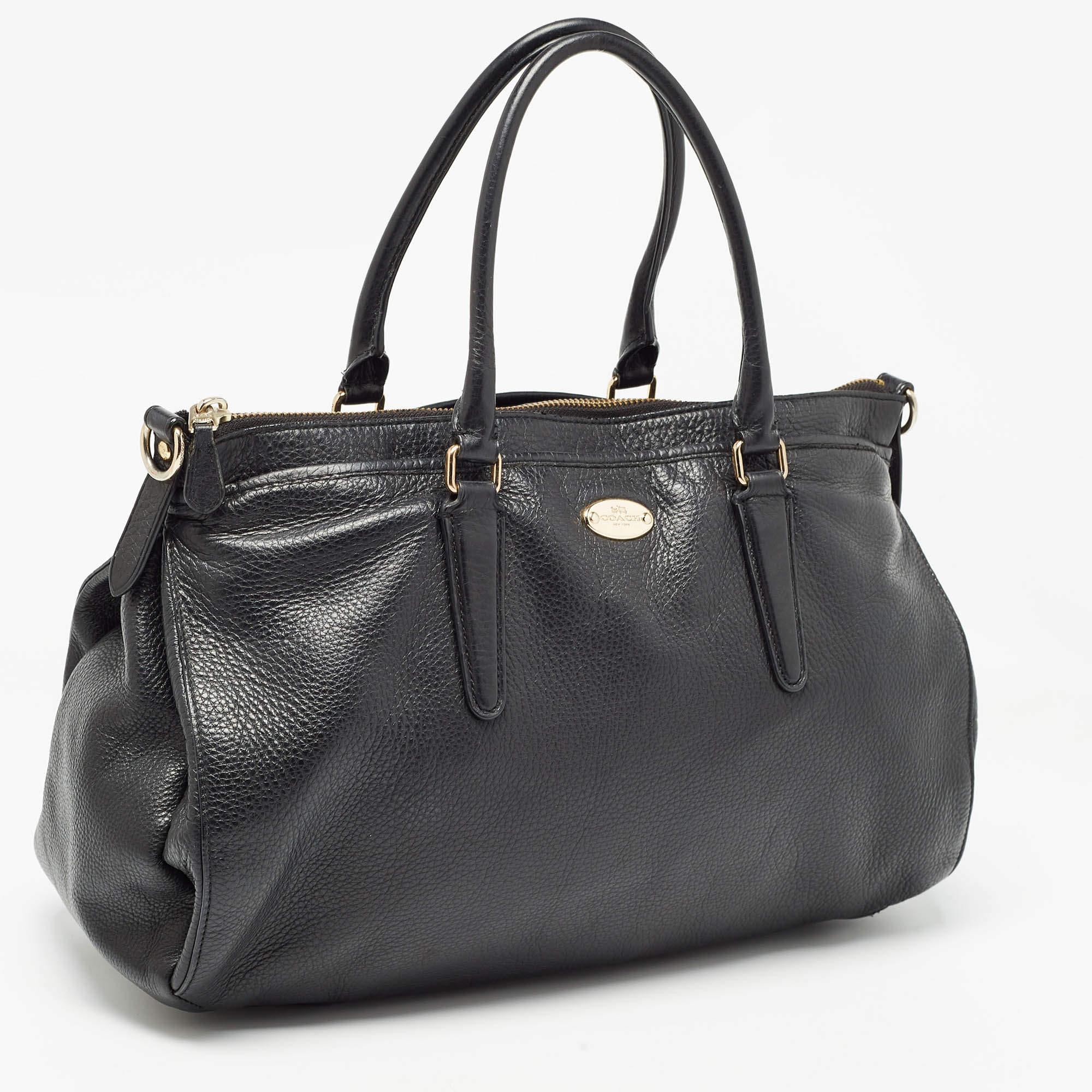 Coach Black Leather Morgan Tote In Good Condition For Sale In Dubai, Al Qouz 2