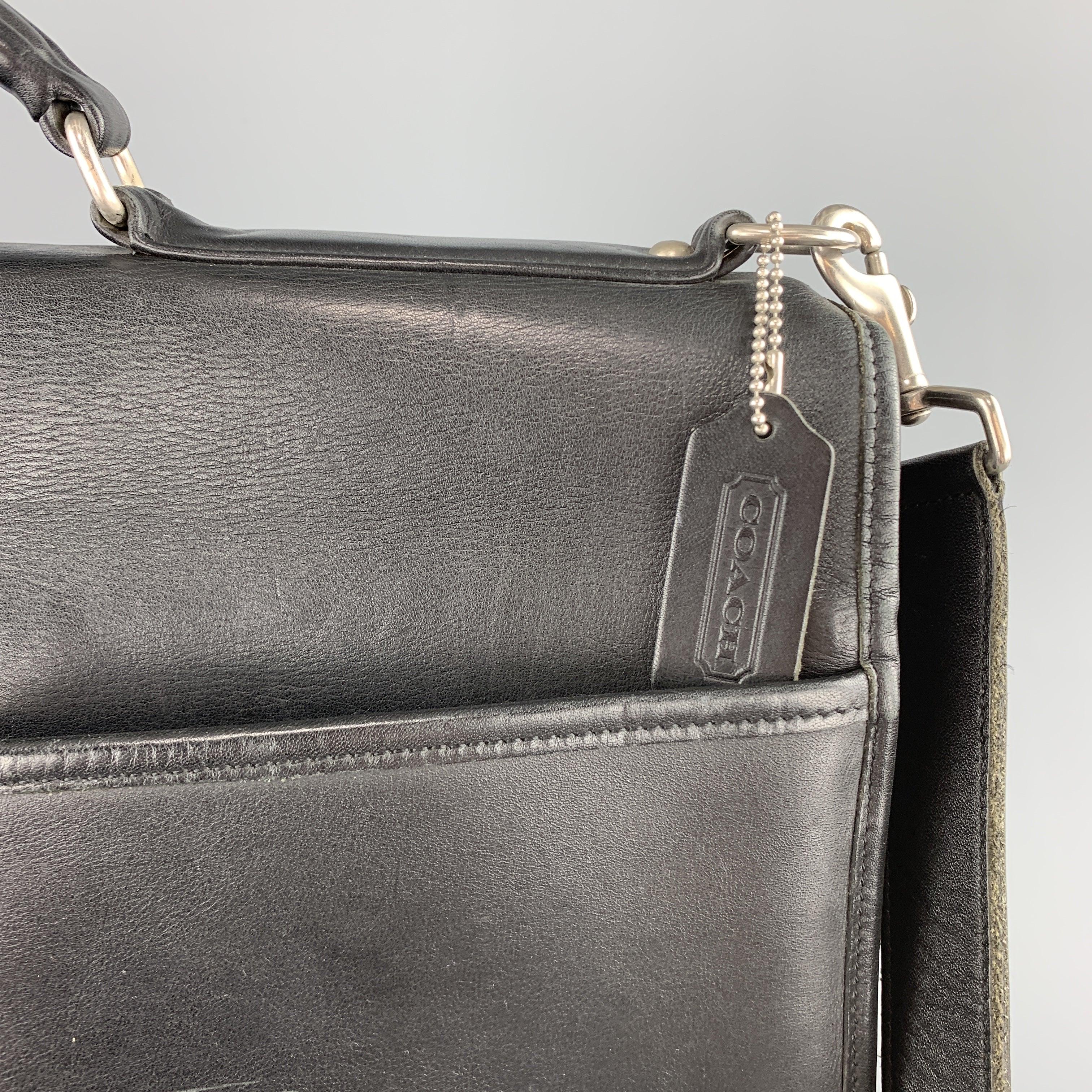 COACH Black Leather Shoulder Strap Double Closure Briefcase (Porte-documents à double fermeture) en vente 1