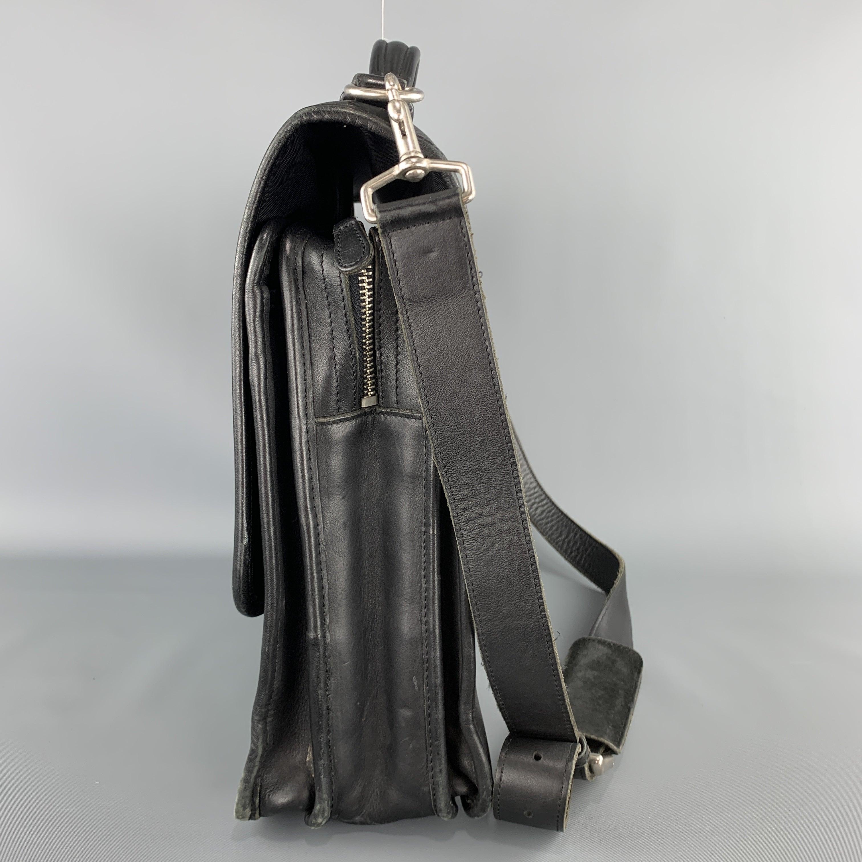 COACH Black Leather Shoulder Strap Double Closure Briefcase (Porte-documents à double fermeture) en vente 2