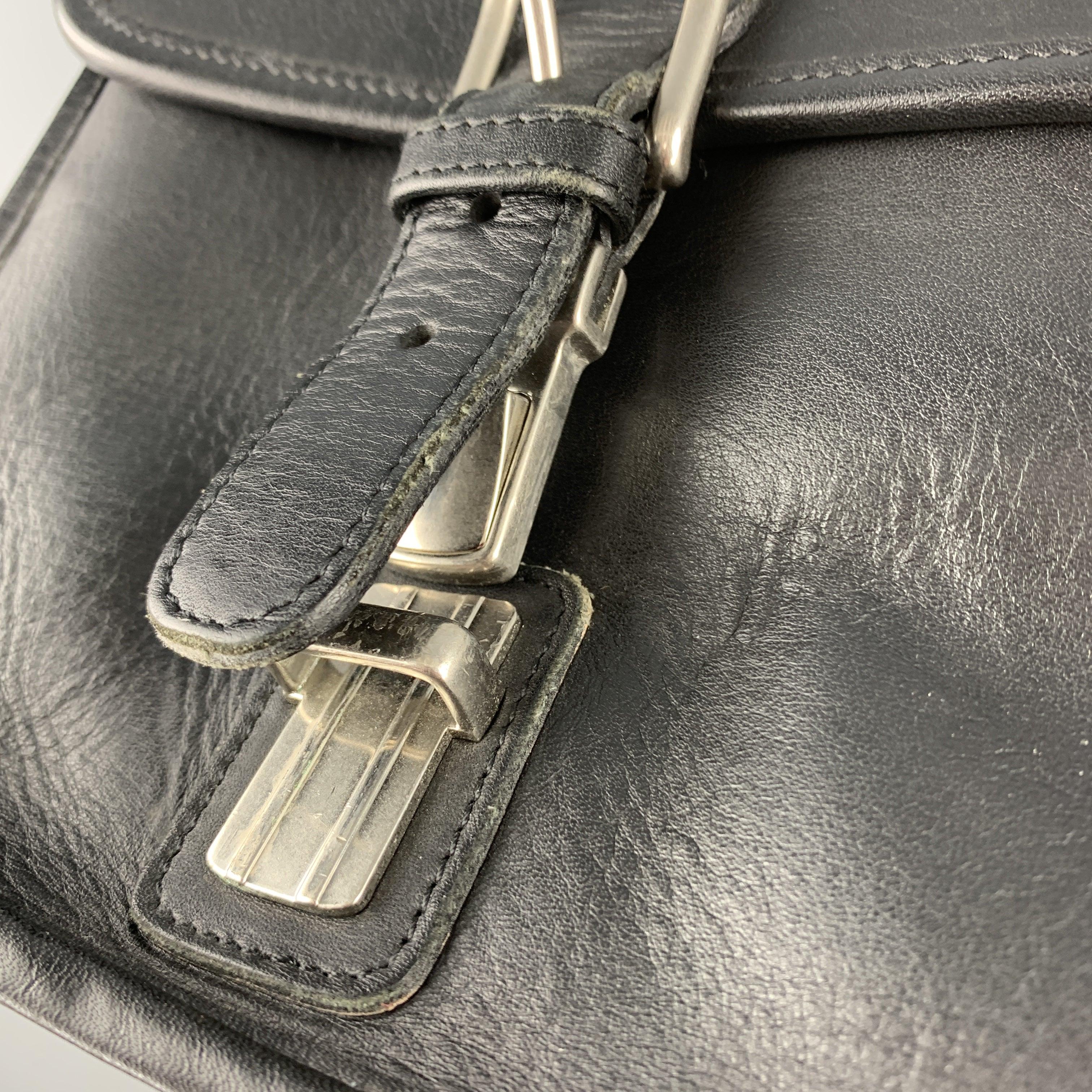 COACH Black Leather Shoulder Strap Double Closure Briefcase For Sale 4