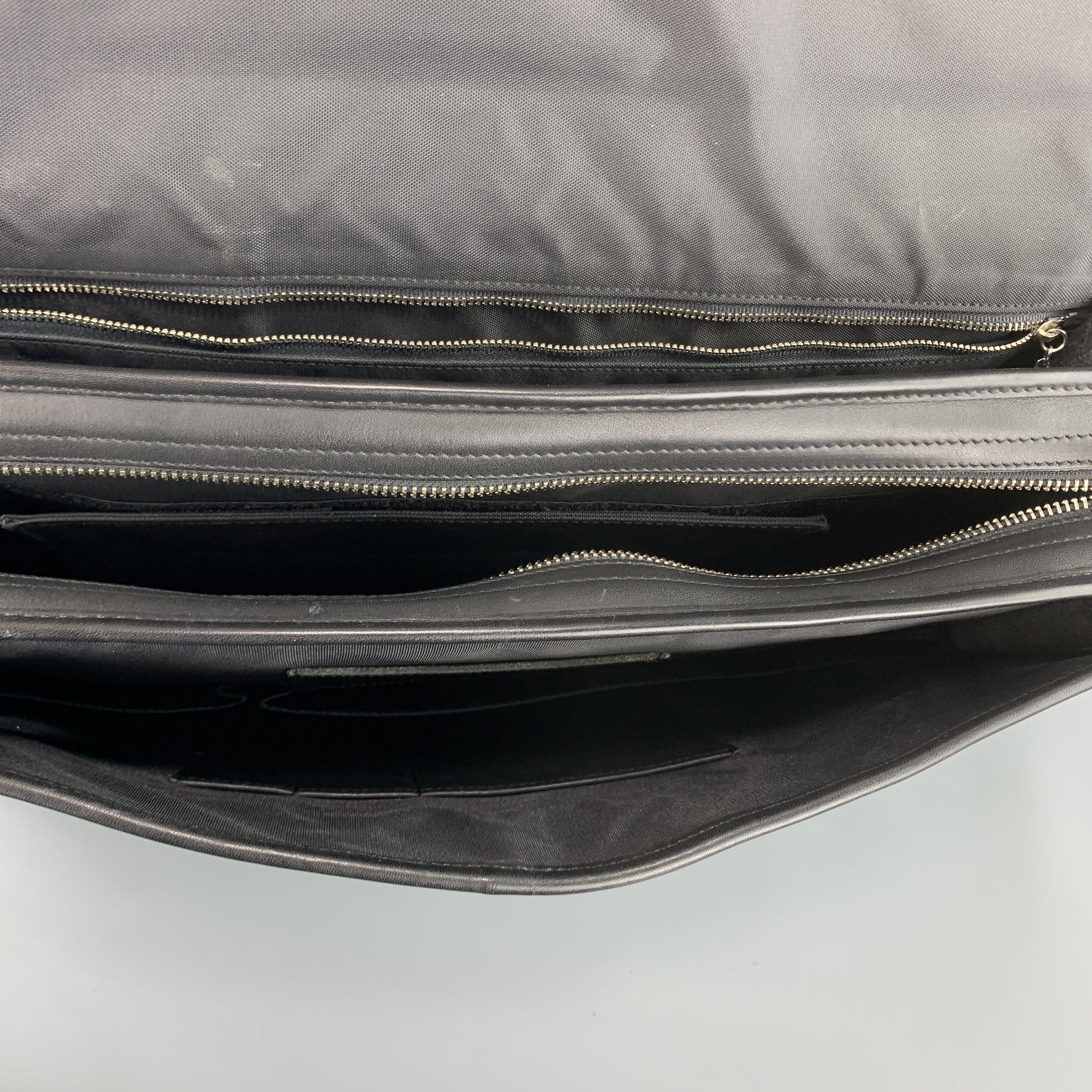 COACH Black Leather Shoulder Strap Double Closure Briefcase For Sale 5