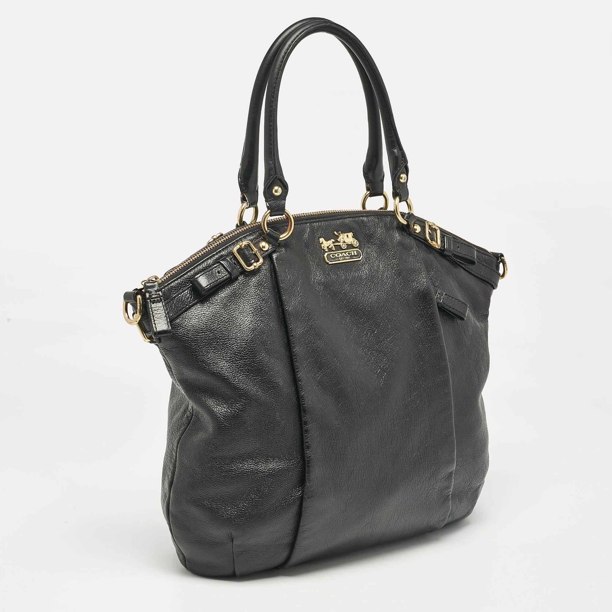 Coach Black Leather Sophia Madison Tote In Good Condition In Dubai, Al Qouz 2