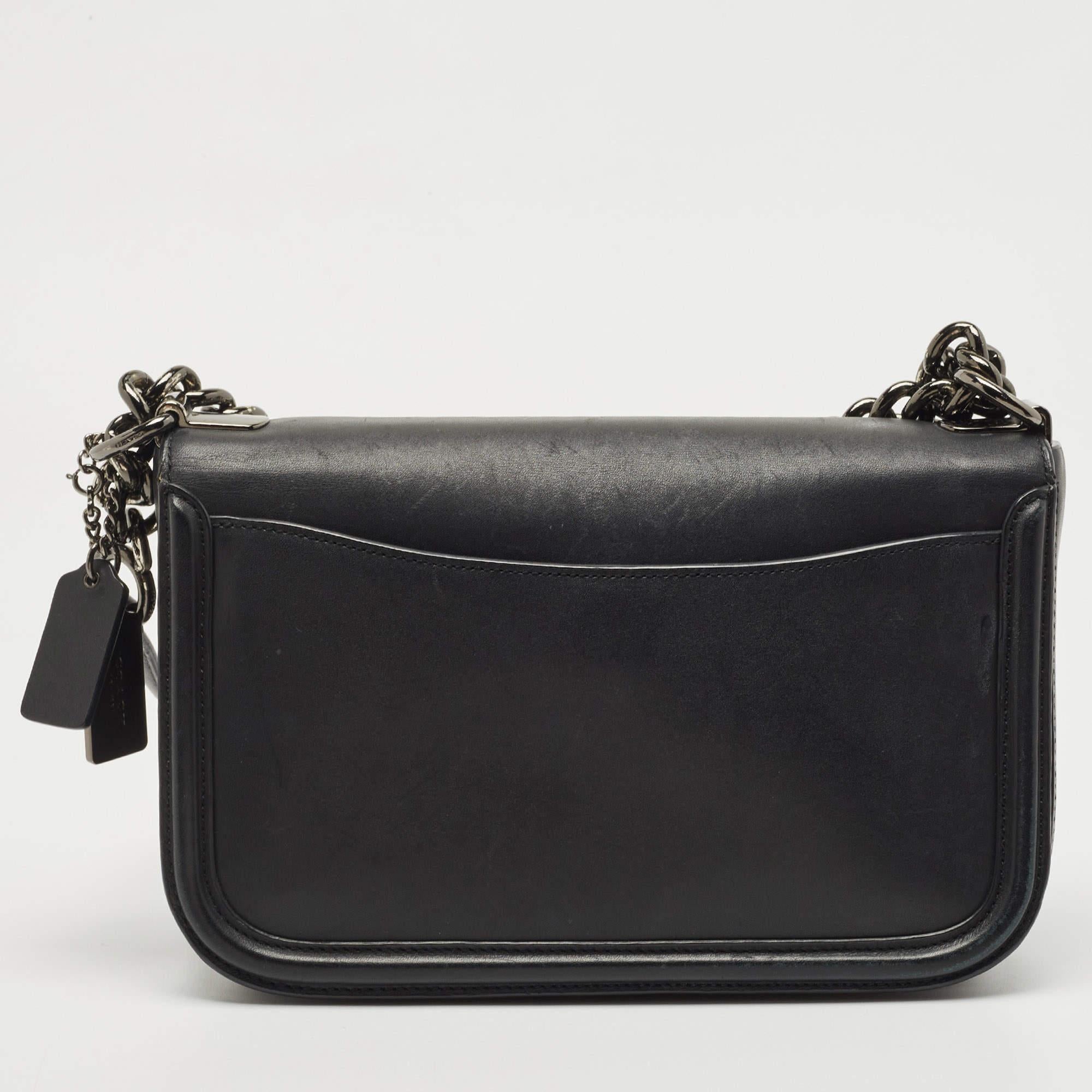 Women's Coach Black Leather Swagger Flap Crossbody Bag For Sale