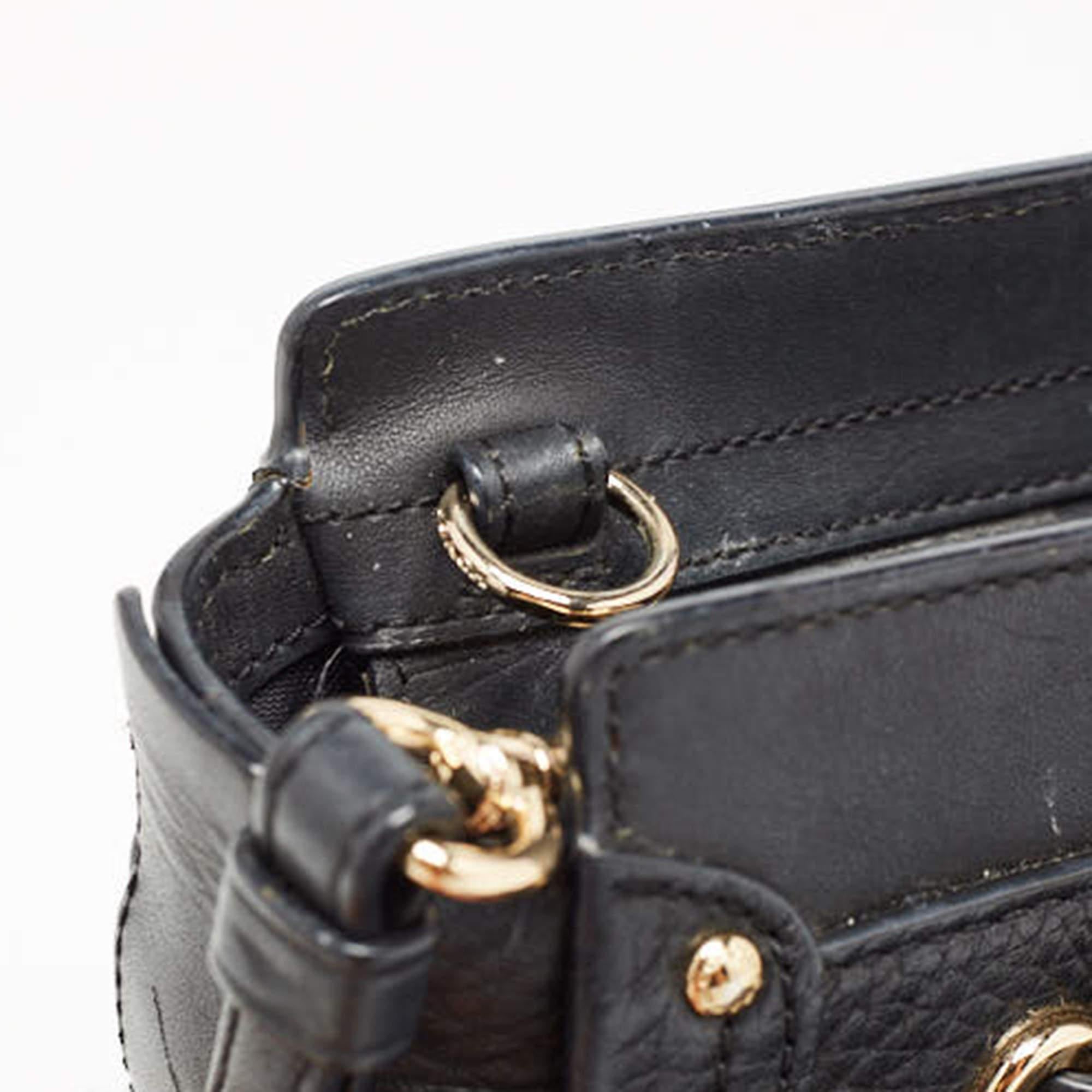 Coach Black Leather Swagger Wristlet Crossbody Bag For Sale 2