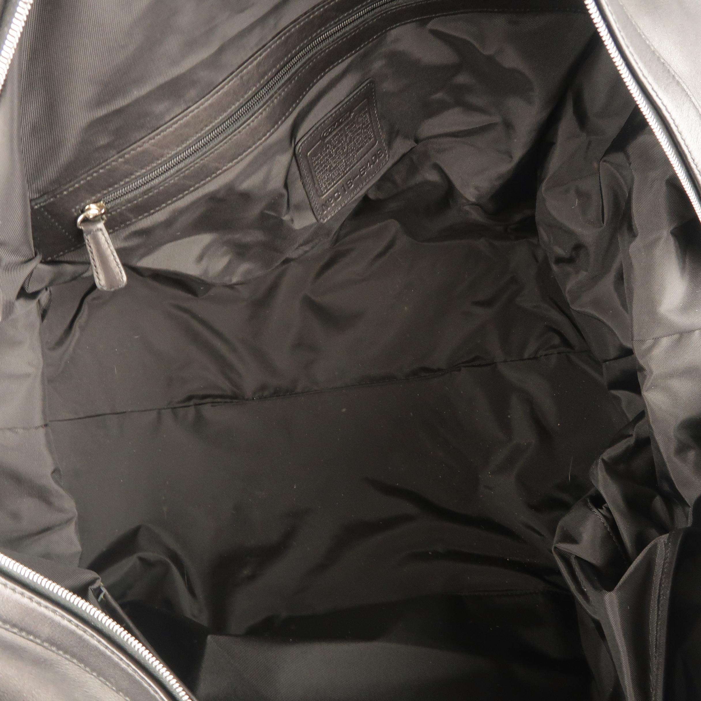 COACH Black Leather Top Lock Zip Travel Duffel Bag 5