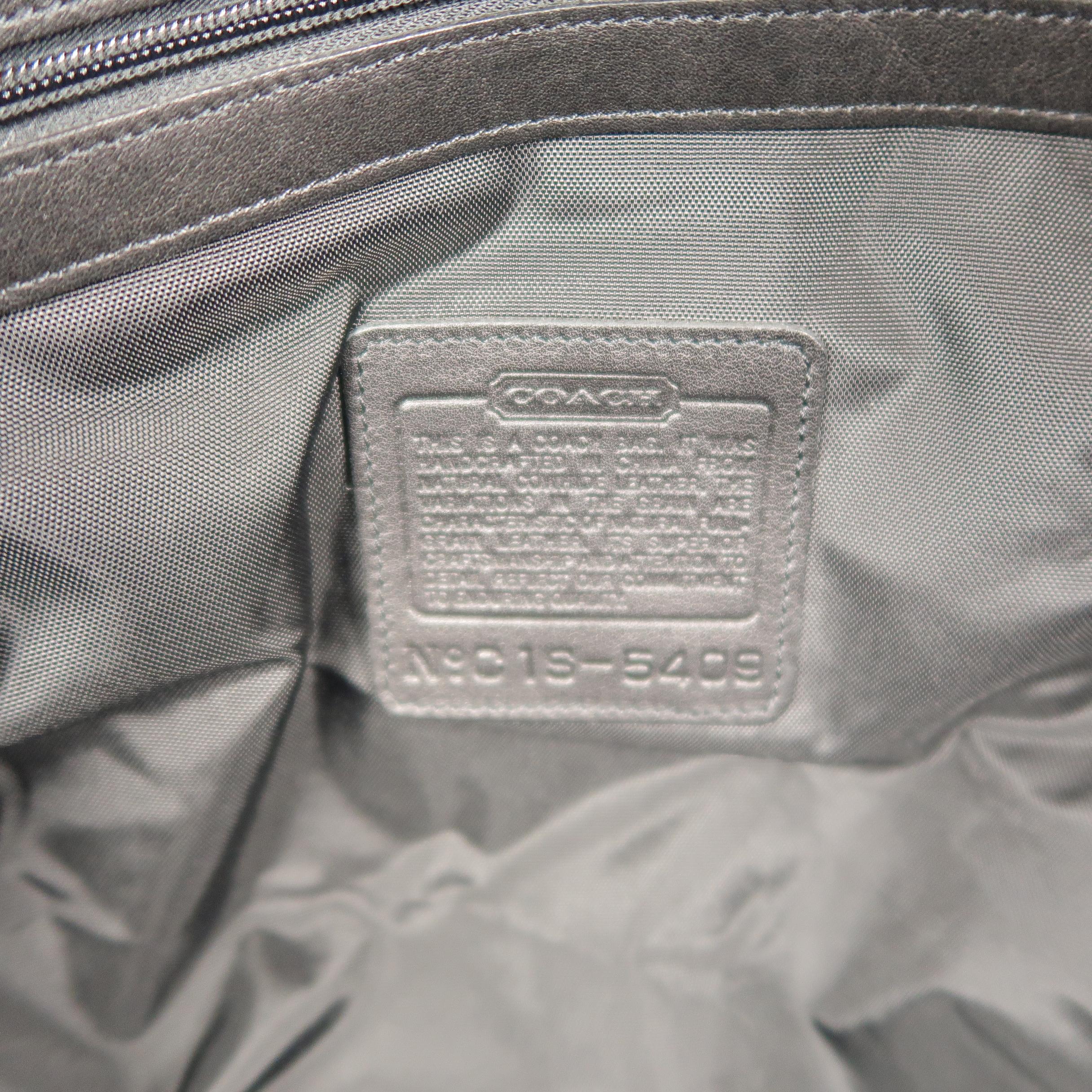 COACH Black Leather Top Lock Zip Travel Duffel Bag 6