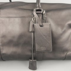 COACH Black Leather Top Lock Zip Travel Duffel Bag