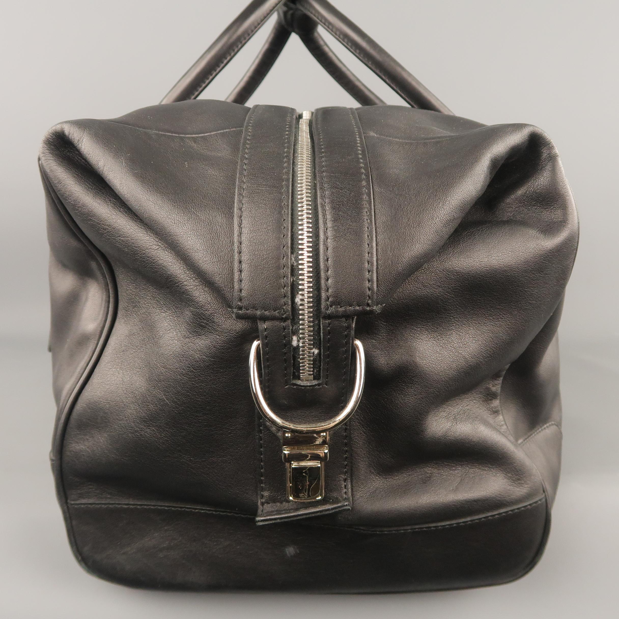 COACH Black Leather Top Lock Zip Travel Duffel Bag In Good Condition In San Francisco, CA