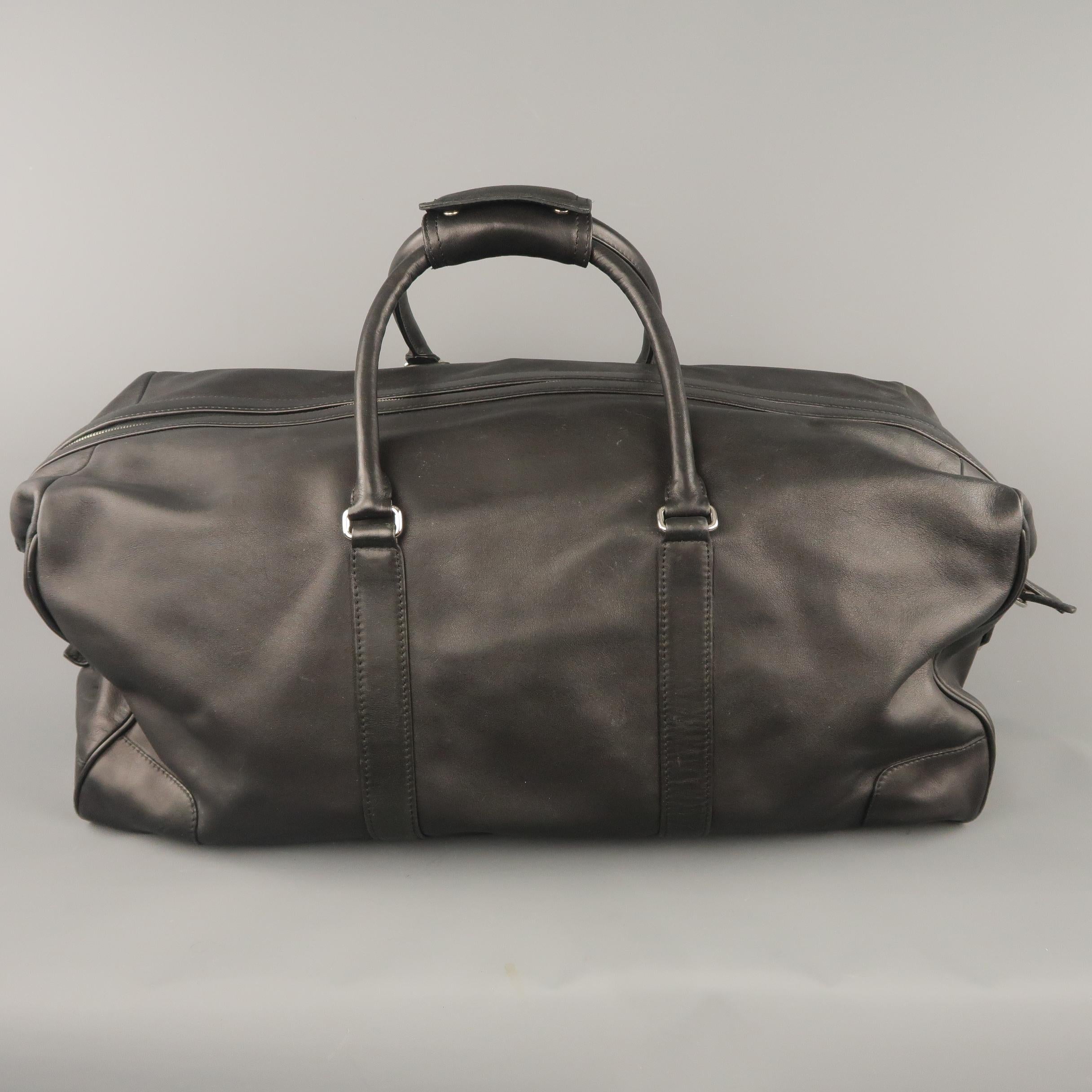 Women's or Men's COACH Black Leather Top Lock Zip Travel Duffel Bag