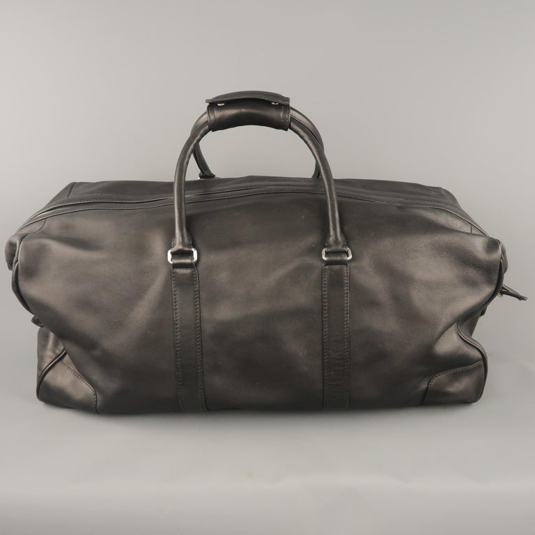 COACH Black Leather Top Lock Zip Travel Duffel Bag at 1stDibs