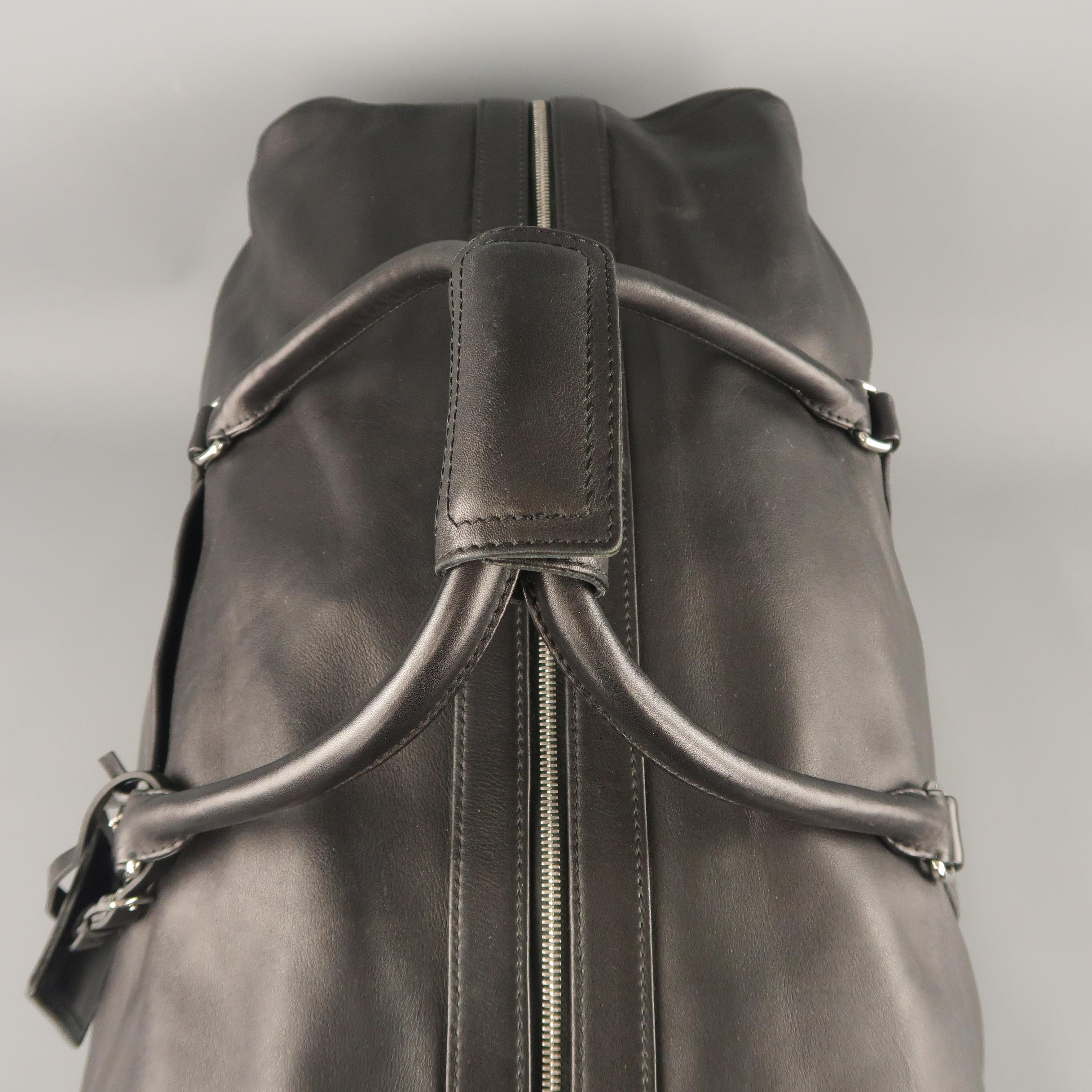 COACH Black Leather Top Lock Zip Travel Duffel Bag 1