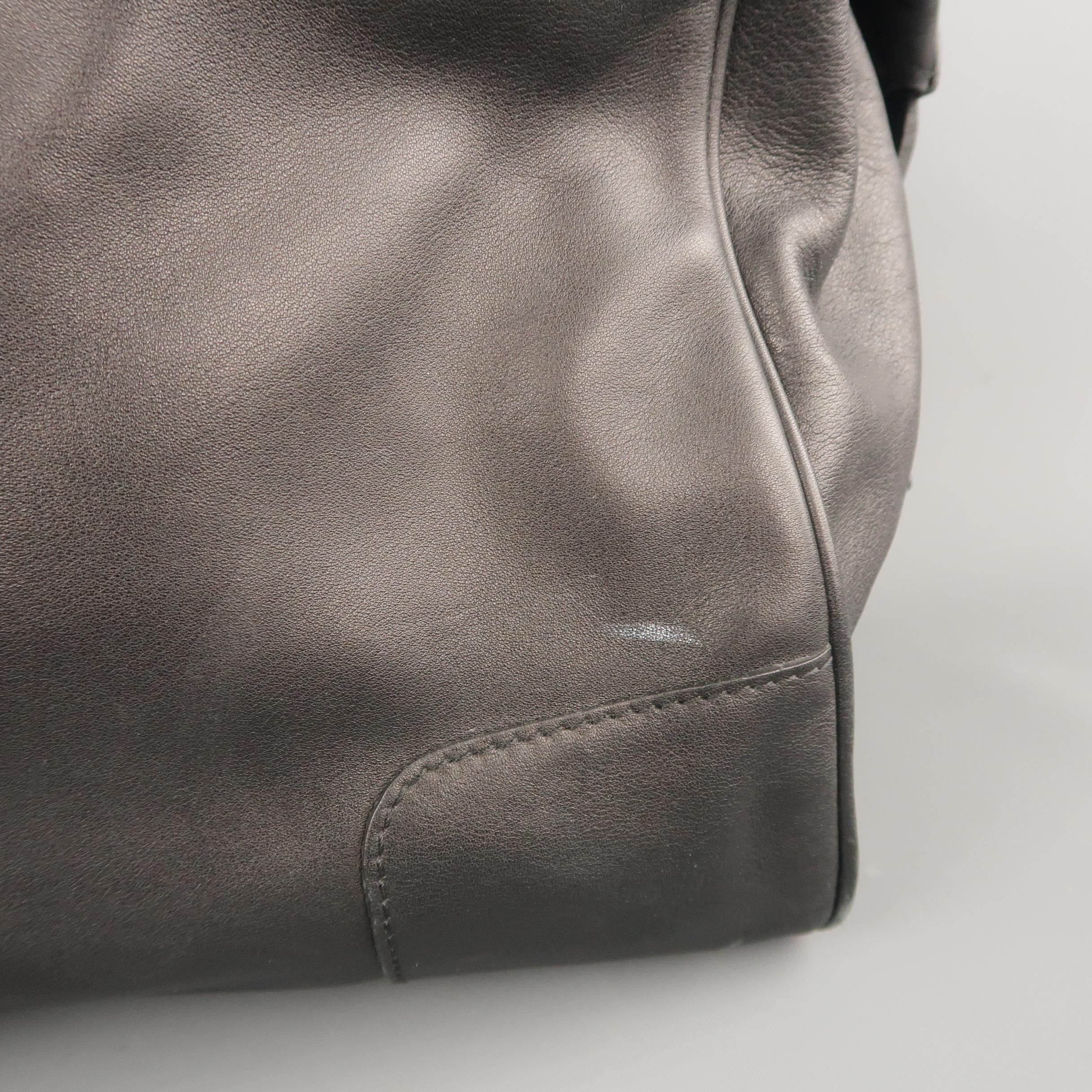 COACH Black Leather Top Lock Zip Travel Duffel Bag 2