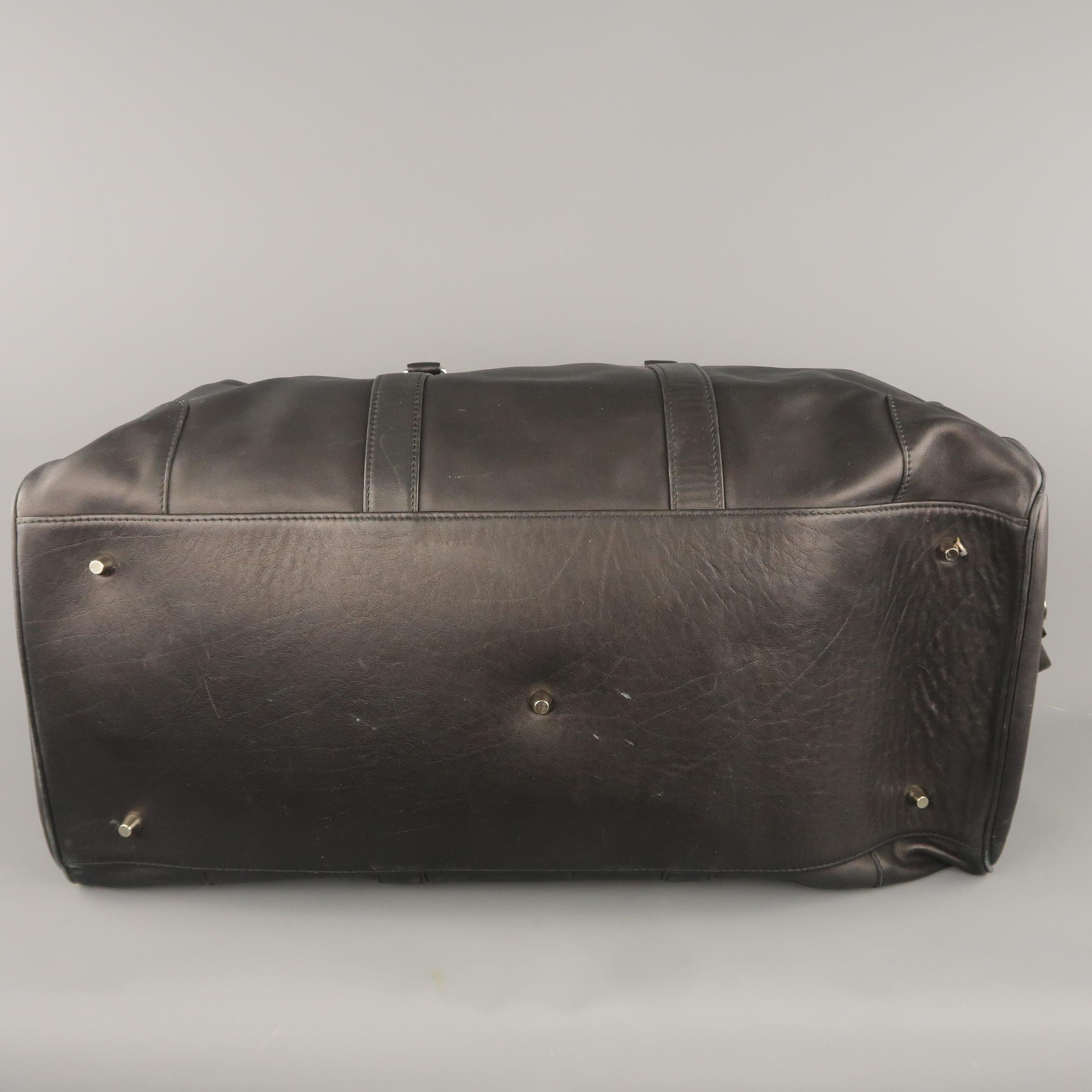 COACH Black Leather Top Lock Zip Travel Duffel Bag 4