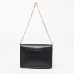 Coach Black Leather Turnlock Chain Crossbody Bag