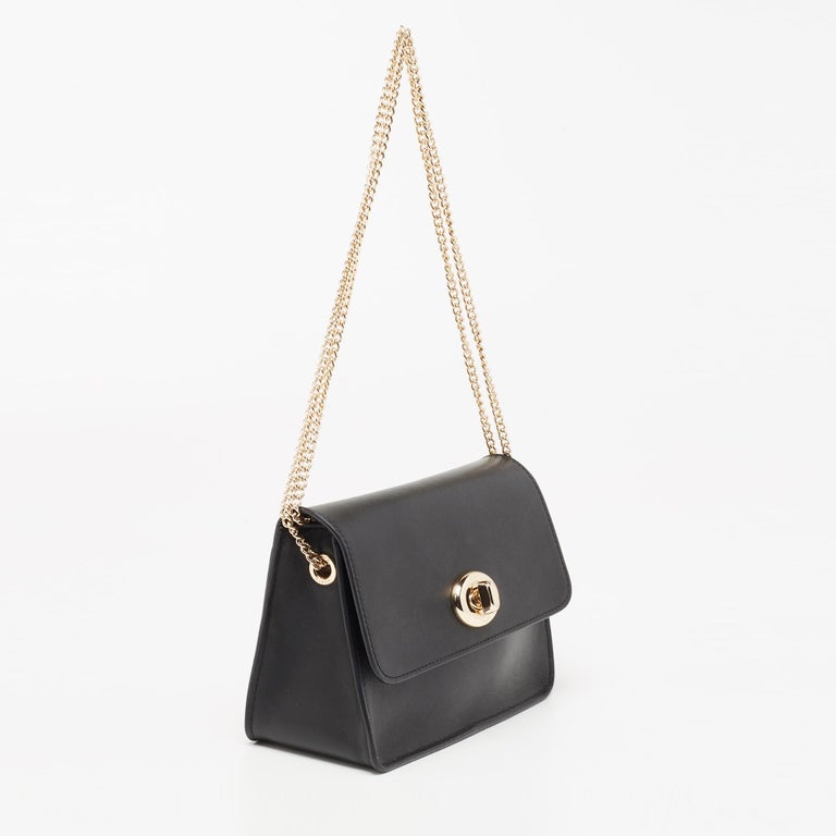 Coach Black Leather Turnlock Chain Crossbody Bag For Sale at 1stDibs