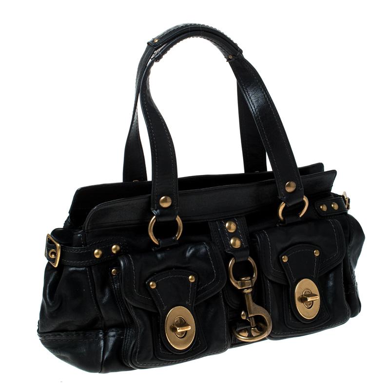 Coach Black Leather Turnlock Double Pocket Legacy Shoulder Bag In Good Condition In Dubai, Al Qouz 2