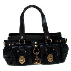 Coach Black Leather Turnlock Double Pocket Legacy Shoulder Bag