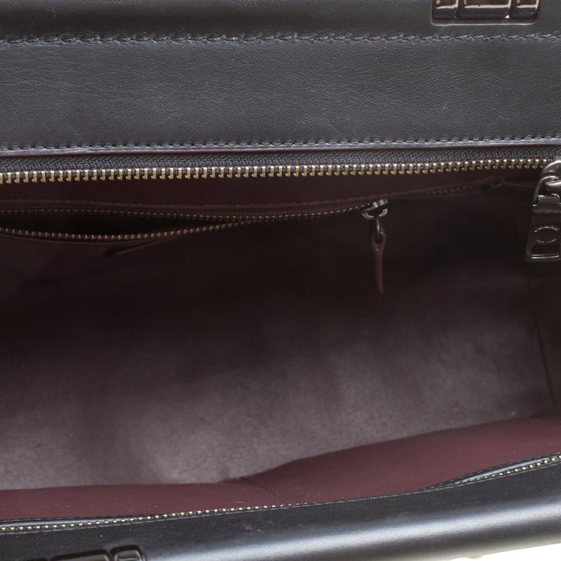 Coach Black Leather Willow Floral Applique Drifter Top Handle Bag In Good Condition In Dubai, Al Qouz 2
