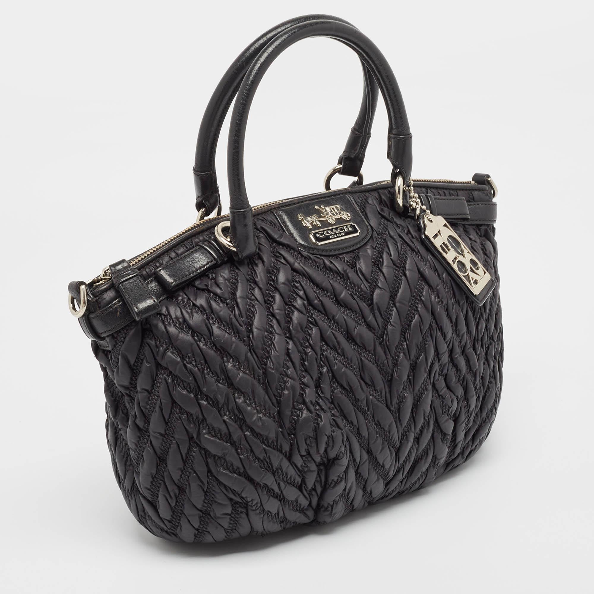 Coach Black Matelasse Nylon 70th Anniversary Madison Satchel In Good Condition In Dubai, Al Qouz 2