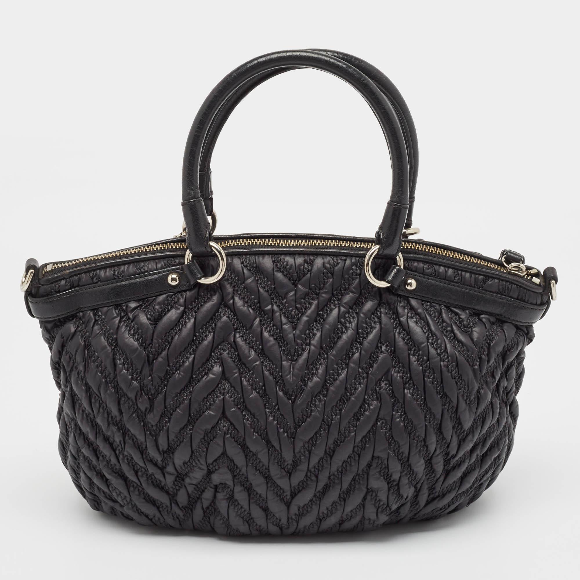 Women's Coach Black Matelasse Nylon 70th Anniversary Madison Satchel