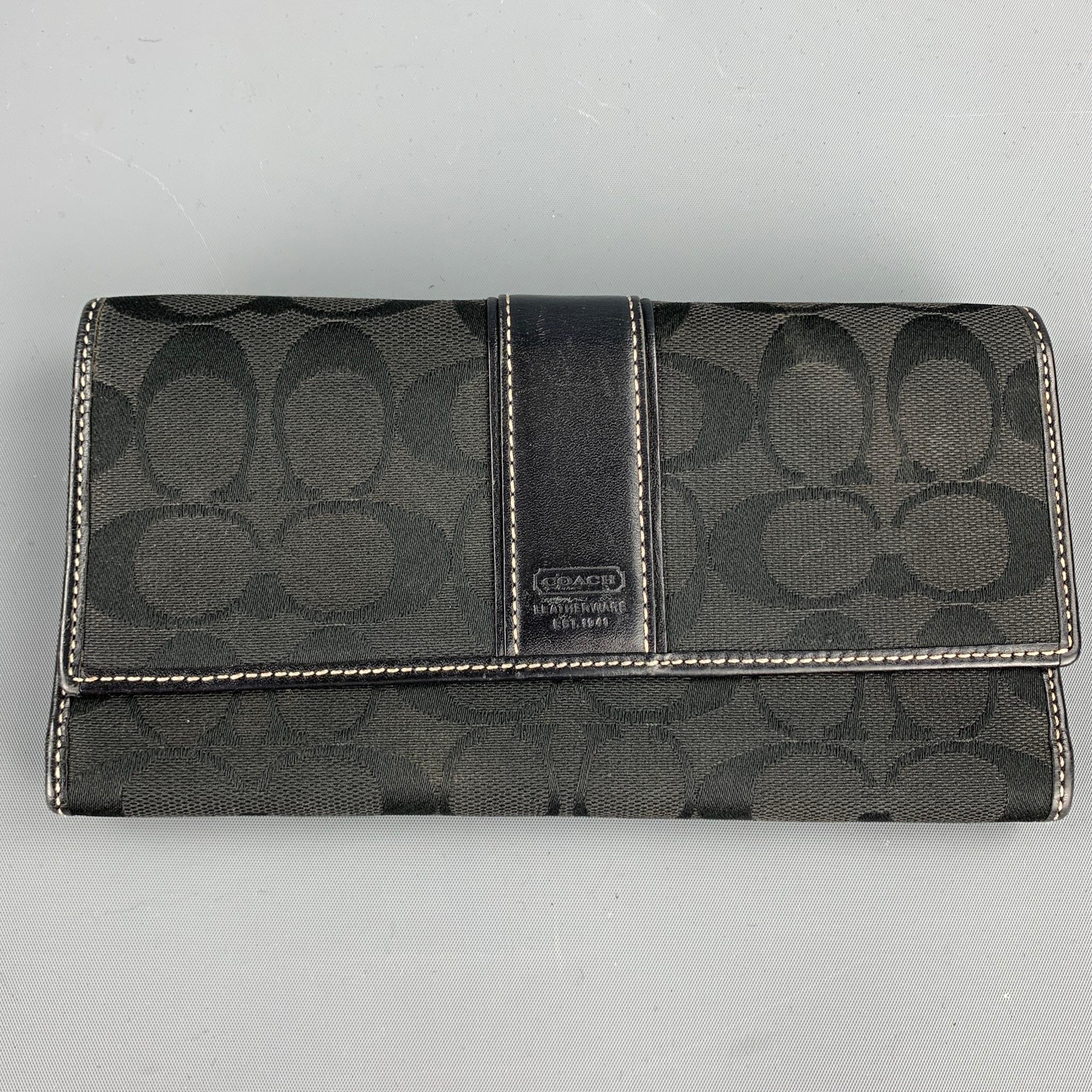 COACH Black Monogram Canvas Top Handles Handbag 5