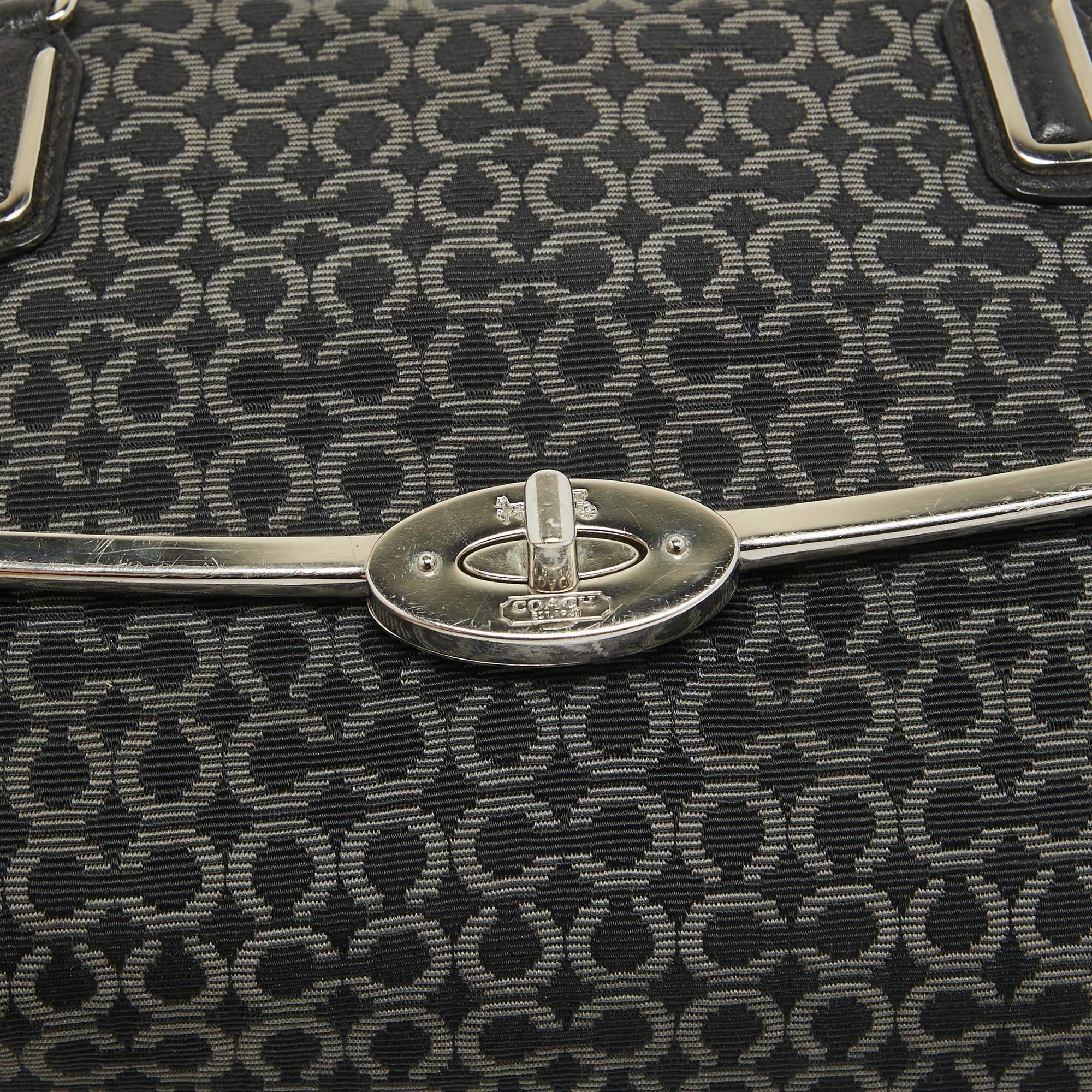 Coach Black Op Art Fabric and Leather Madison Madeline Satchel For Sale 1