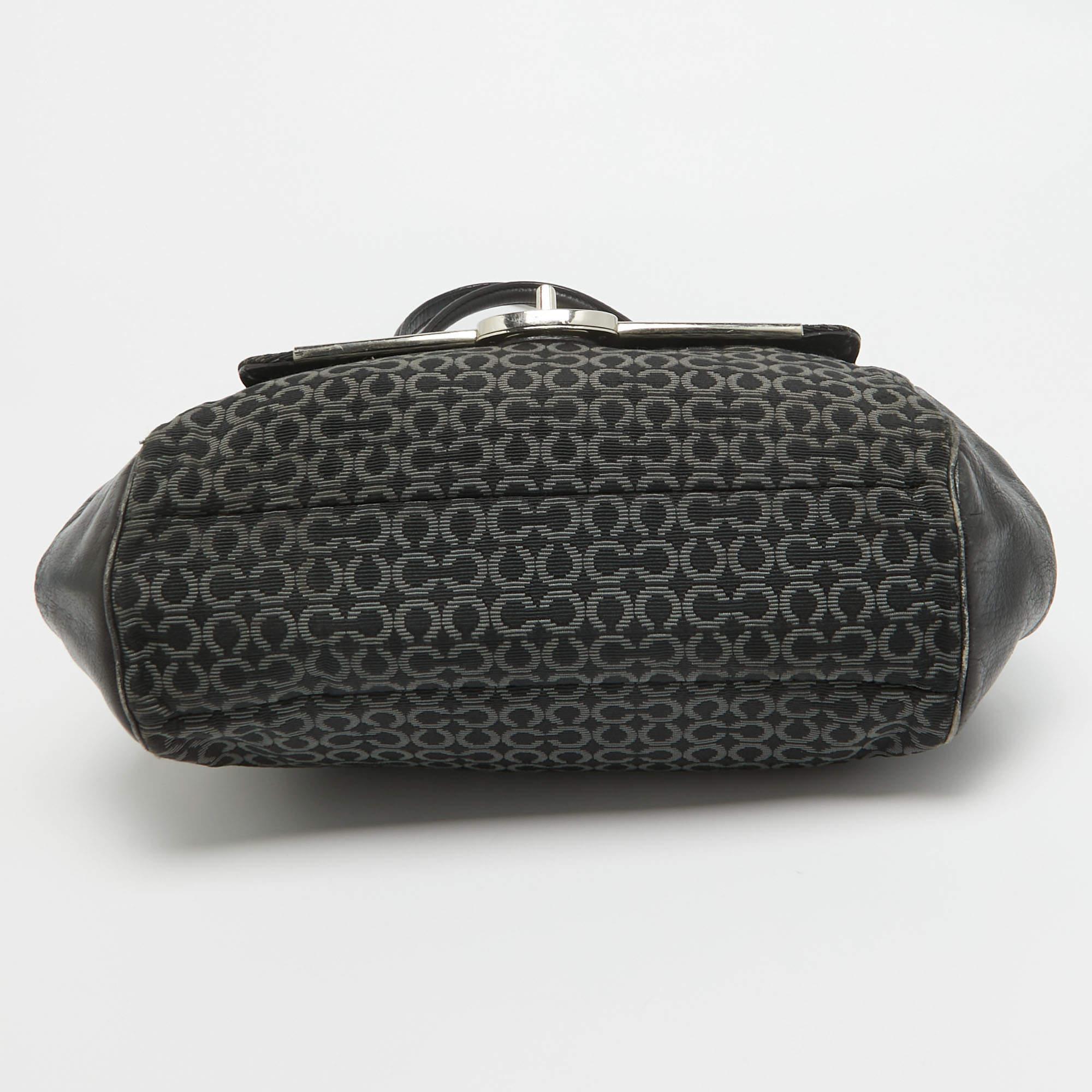 Coach Black Op Art Fabric and Leather Madison Madeline Satchel For Sale 3