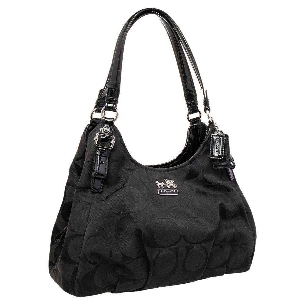 Coach Black Op Art Signature Canvas and Leather Madison Abigail Tote 1