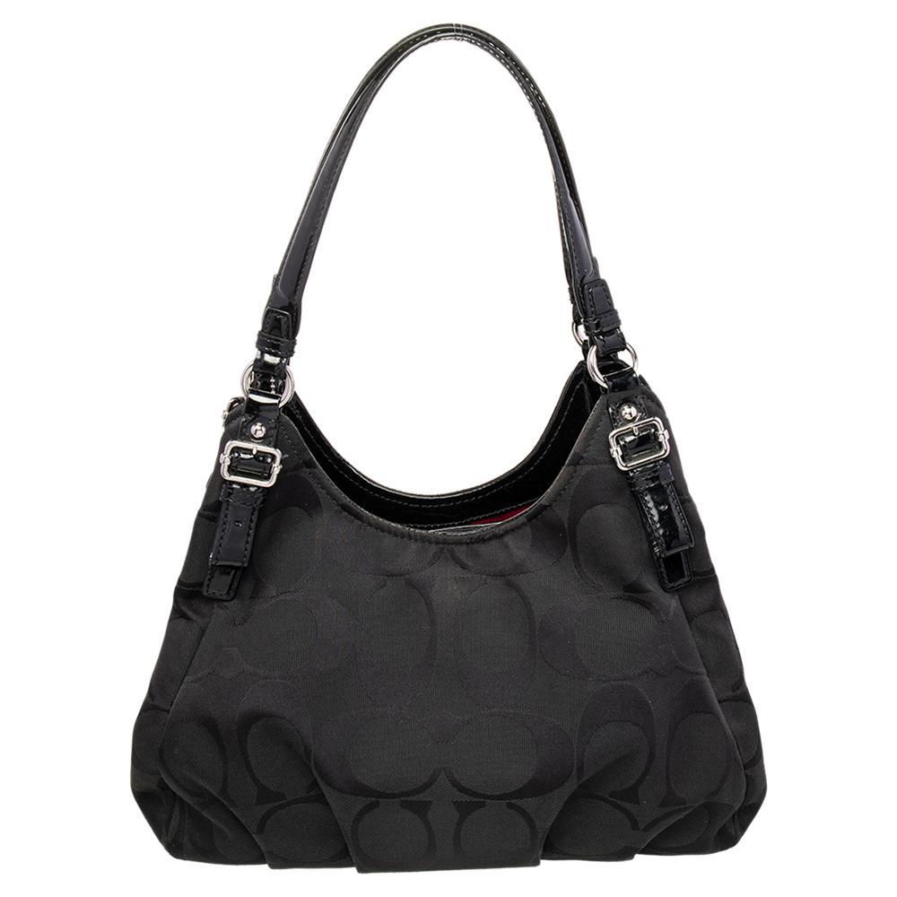 Coach Black Op Art Signature Canvas and Leather Madison Abigail Tote 2