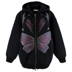 Coach Black Oversized Leather Butterfly Hooded Jacket XS