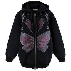 Coach Black Oversized Leather Butterfly Hooded Jacket XS