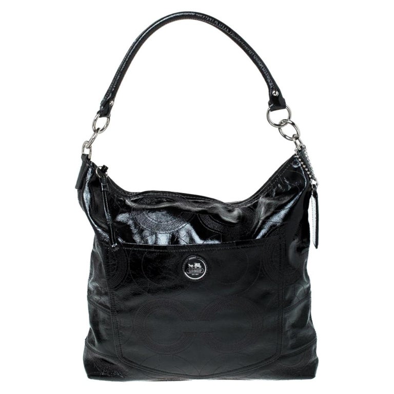 Coach Black Patent Leather Hobo at 1stDibs  coach black patent leather bag,  coach patent leather handbags, black patent coach purse