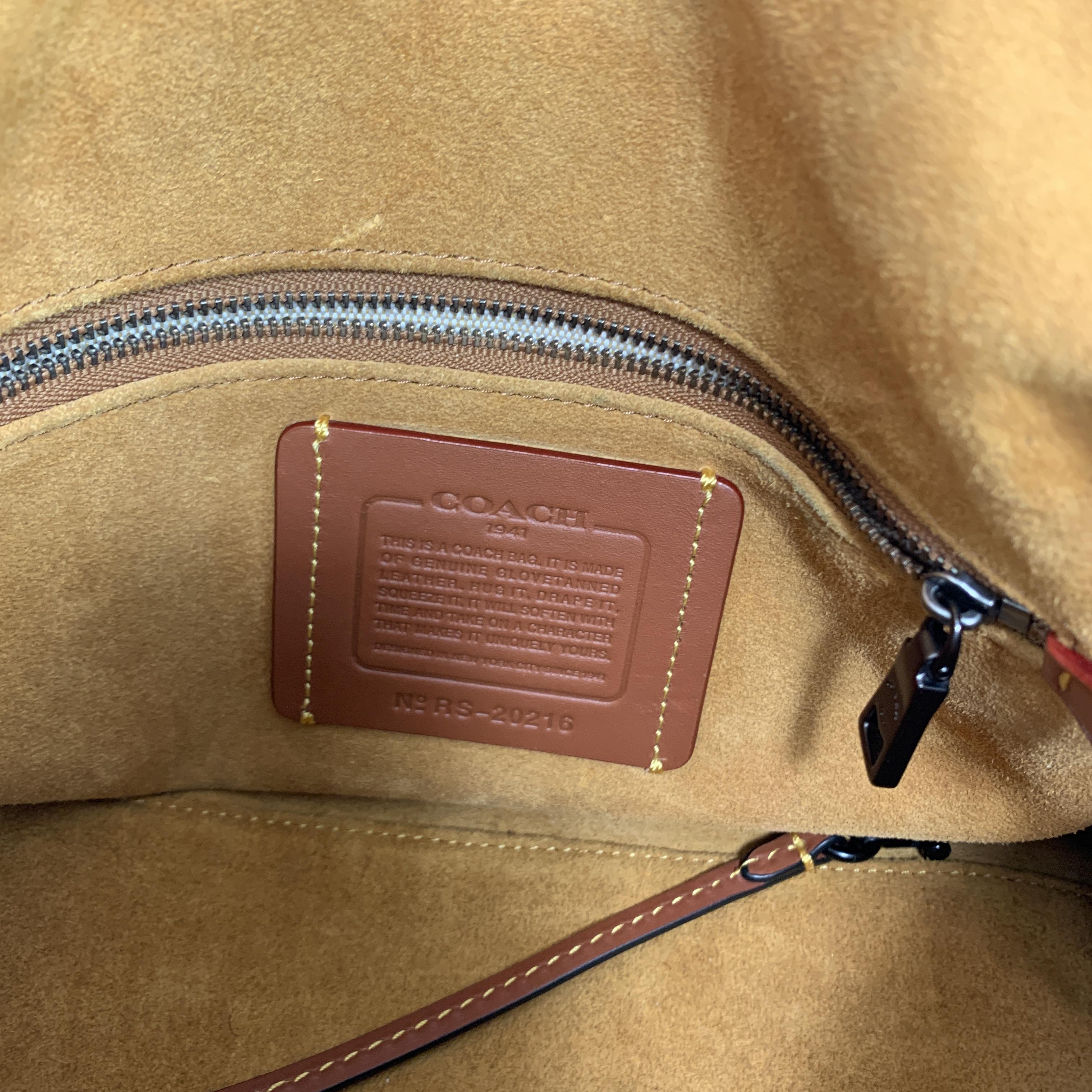 Women's COACH Black Pebbled Leather Contrast Stitch Top Handles Bag
