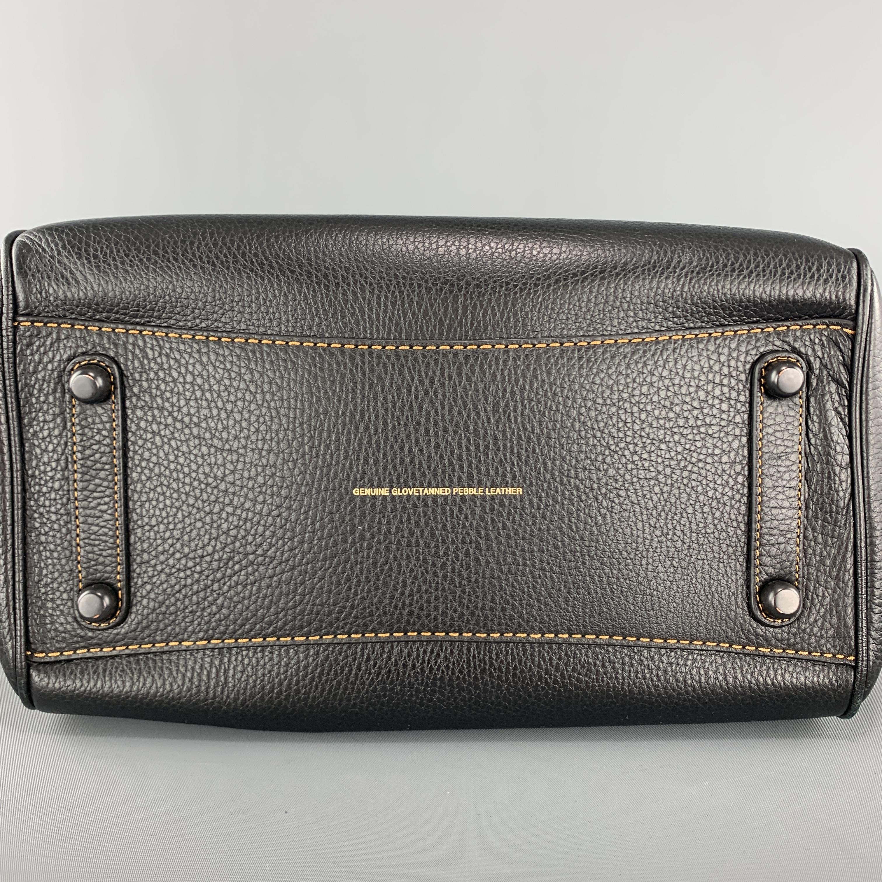 COACH Black Pebbled Leather Contrast Stitch Top Handles Bag 1