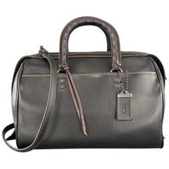 COACH Black Pebbled Leather Contrast Stitch Top Handles Bag