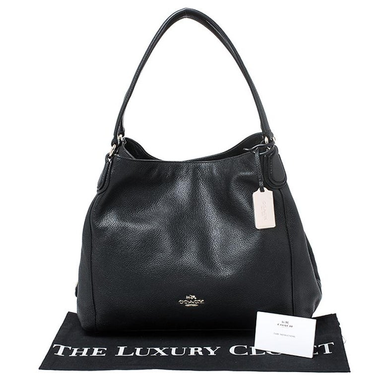 Coach Black Pebbled Leather Edie 31 Shoulder Bag For Sale at 1stDibs