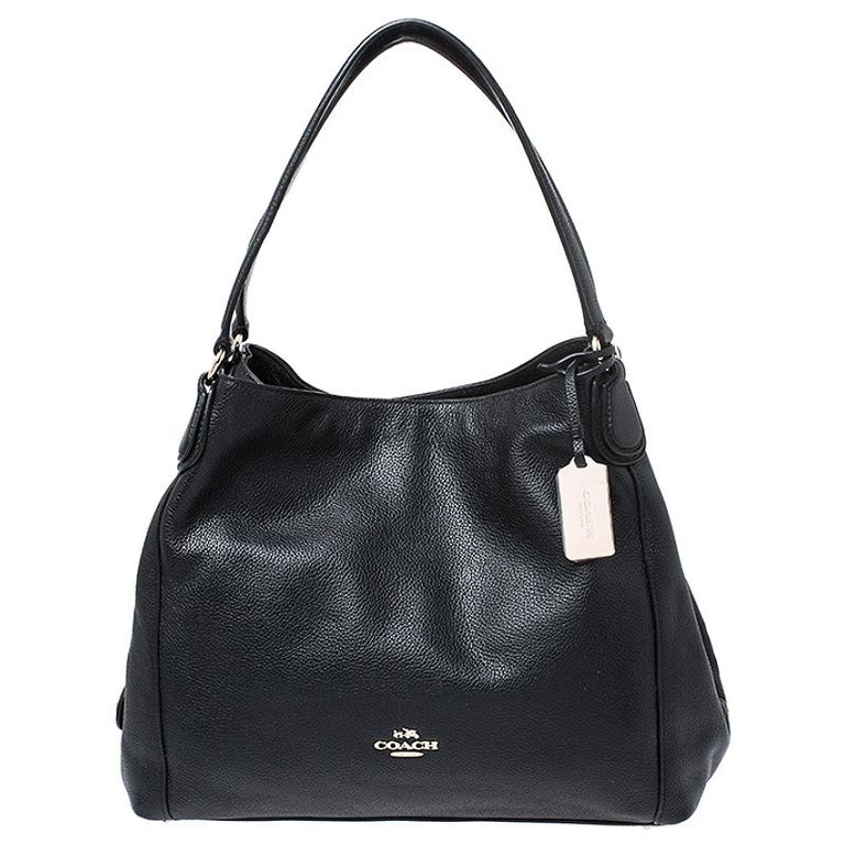 Coach Black Pebbled Leather Edie 31 Shoulder Bag For Sale at 1stDibs