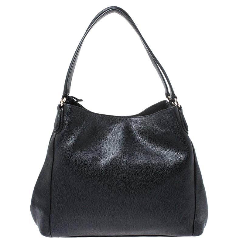 Coach Black Pebbled Leather Edie 31 Shoulder Bag For Sale at 1stDibs