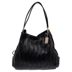 Coach Black Pleated Leather Edie 31 Shoulder Bag