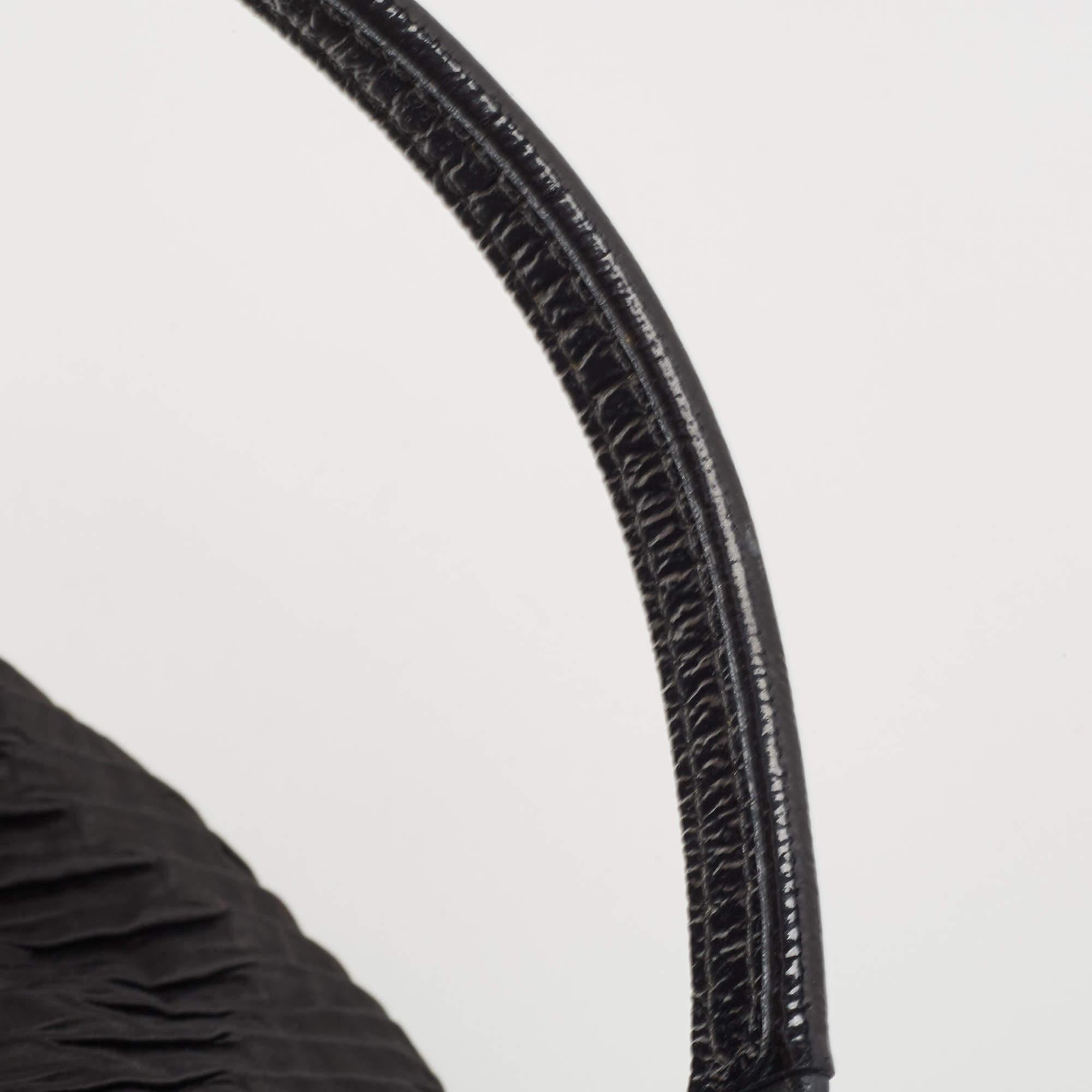 Coach Black Pleated Satin and Patent Leather Ashley Tote 3