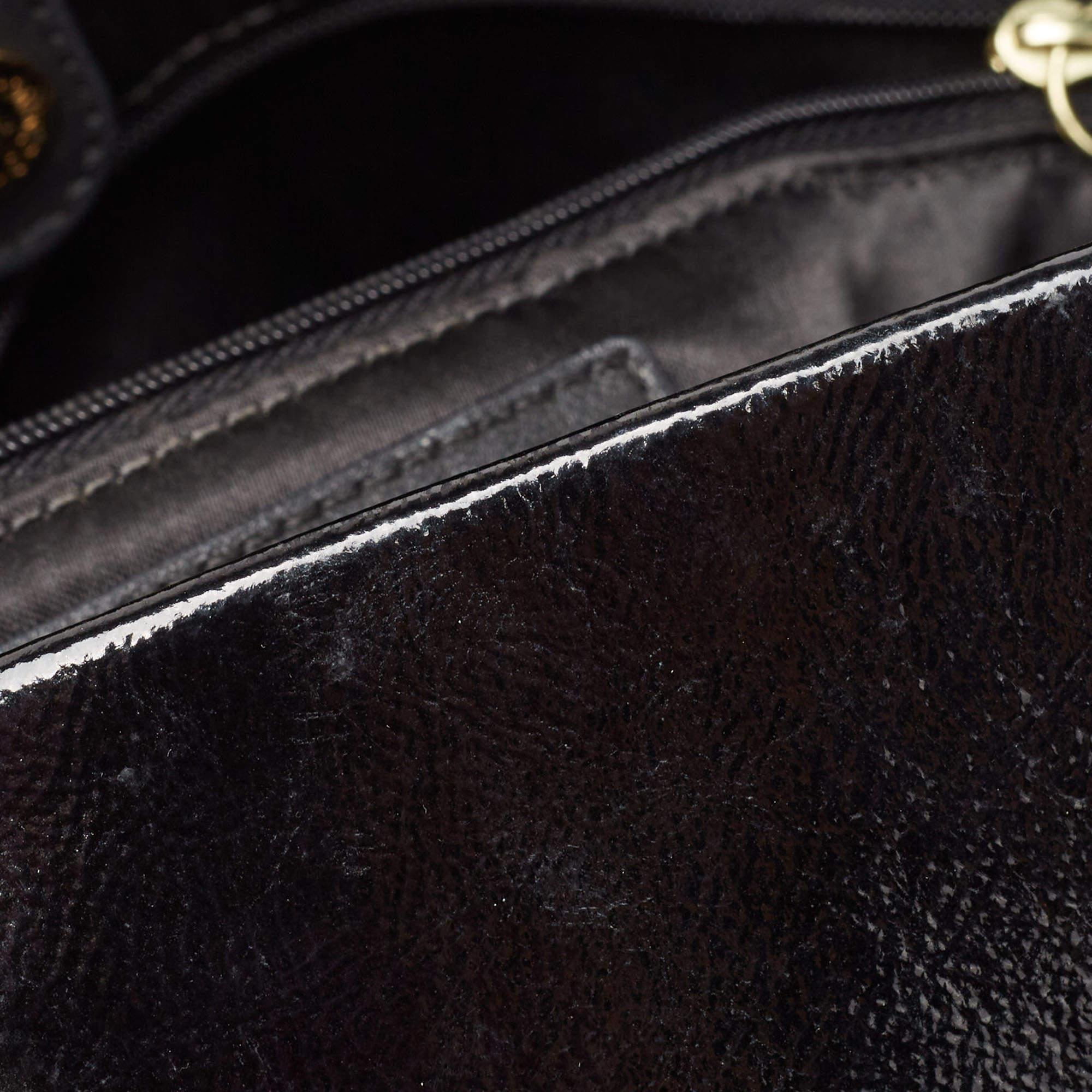 Coach Black Pleated Satin and Patent Leather Ashley Tote 4
