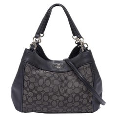 Coach Black Signature Canvas and Leather Lexy Bag