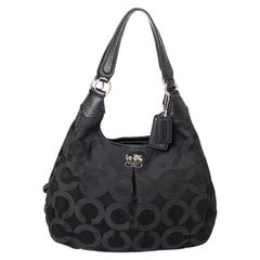 Coach Black Signature Canvas and Leather Madison Hobo