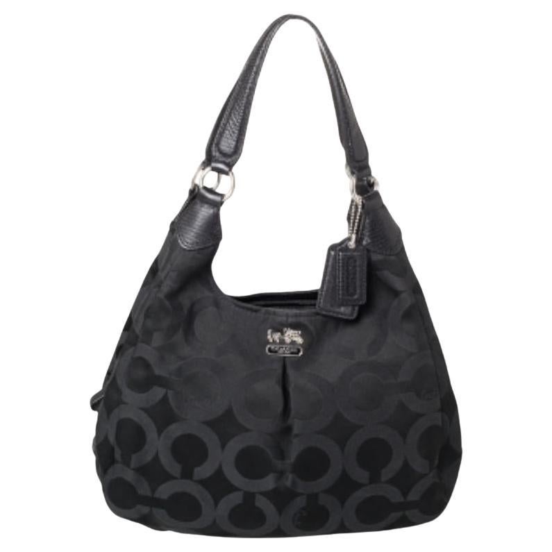 Coach Signature noire Toile et cuir Madison Hobo