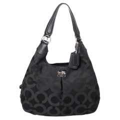 Coach Black Signature Canvas and Leather Madison Hobo