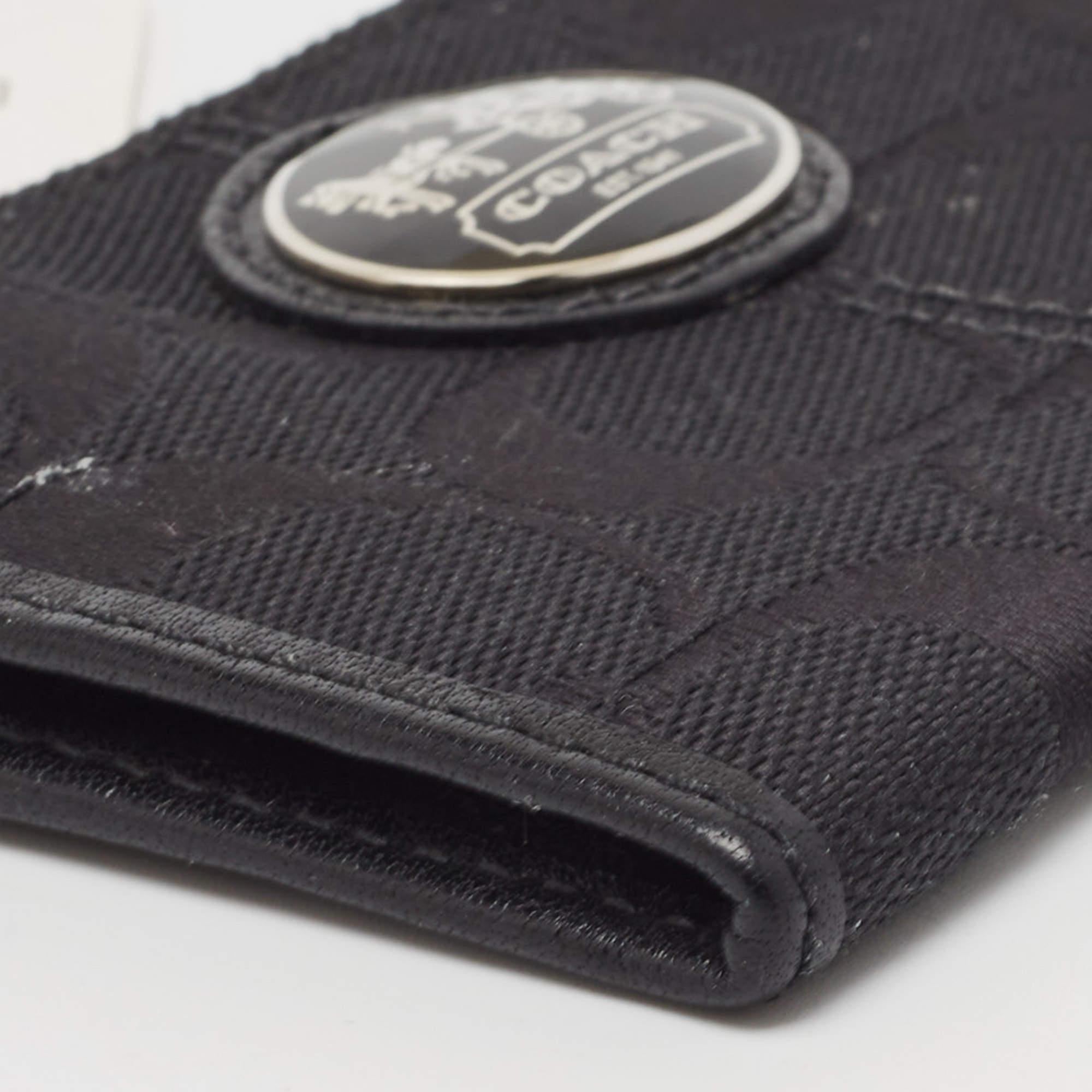 Coach Black Signature Canvas Zip Skinny ID Case For Sale 4