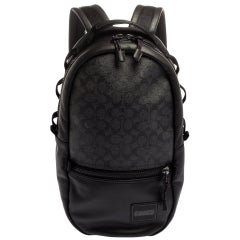 Coach Black Signature Coated Canvas and Leather Pacer Coach Patch Backpack